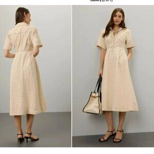 Rosetta Getty Bone Shirtdress Cotton Midi Pockets Size 4  *FLAW